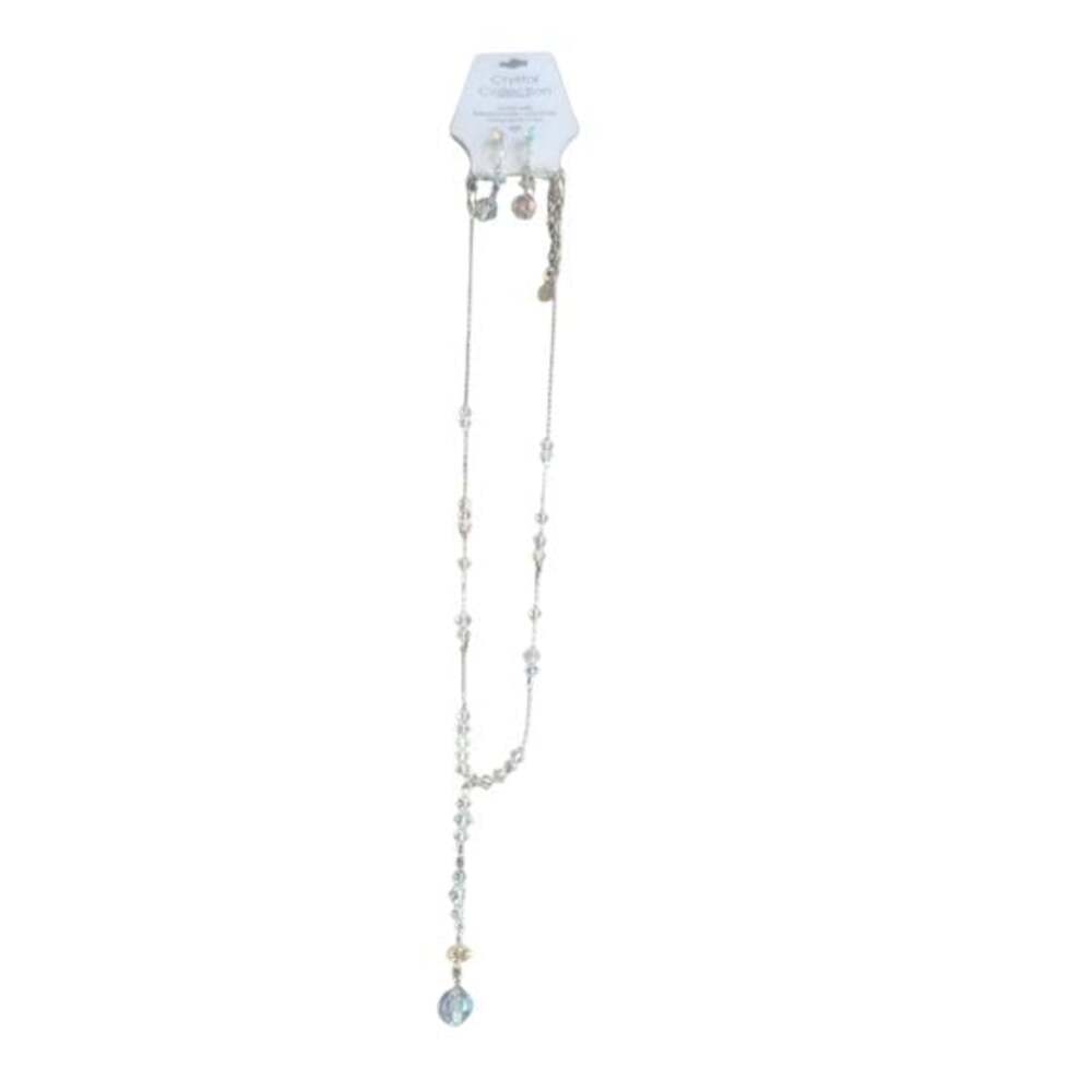 Silver Necklace And Earring with Crystal Accents